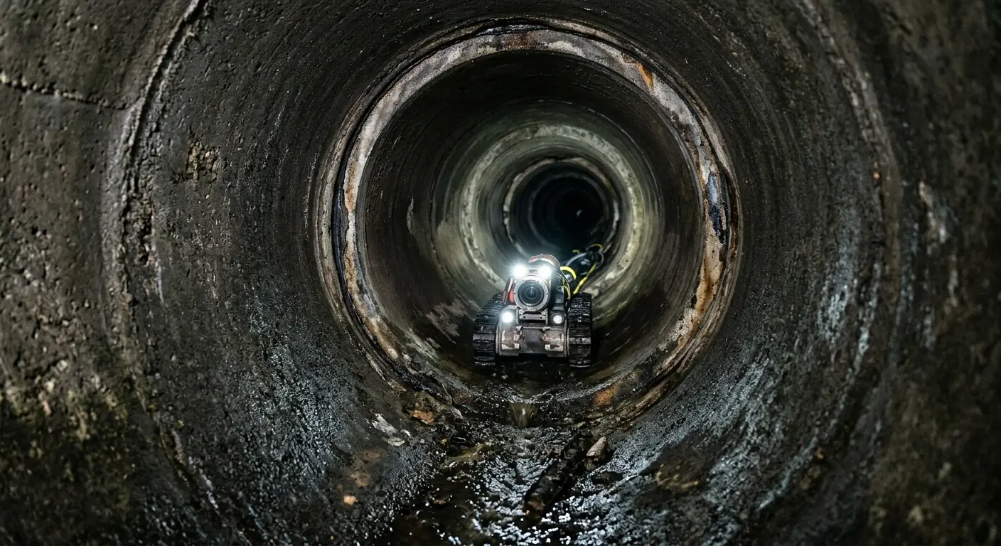 Robotic sewer camera inspecting pipe interior for Drain Snake Service in Morro Bay